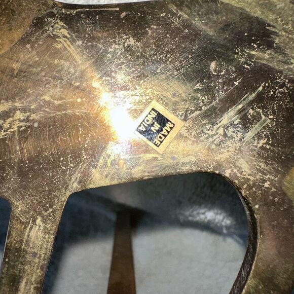 Vintage Solid Brass Reindeer Silhouette Christmas Stocking Hanger Etched Philip - Picture 4 of 8